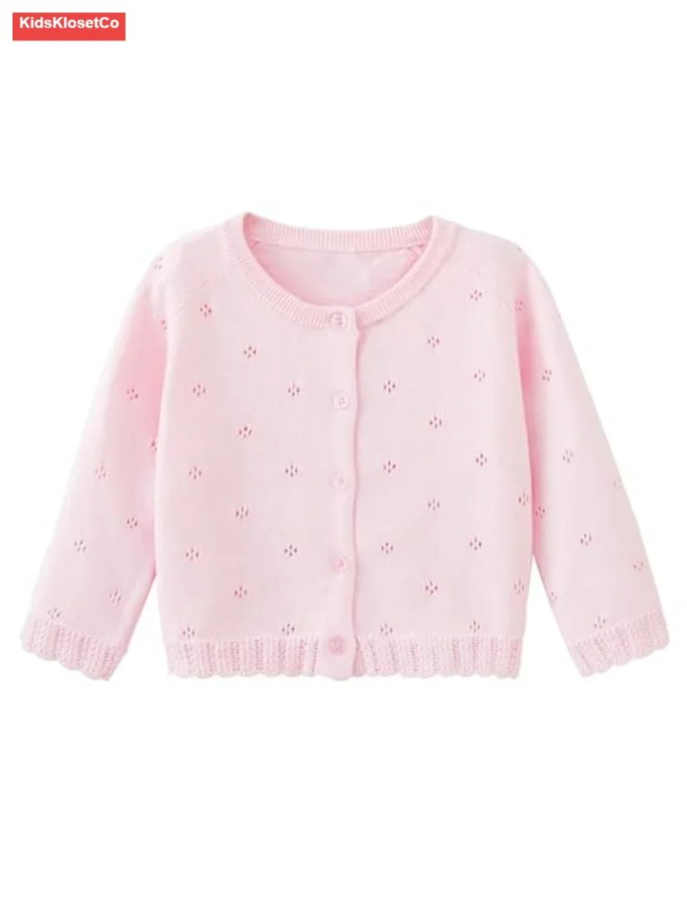 Baby Girls Cardigan Sweater Knit Button Up Jacket Cotton Lace Trim Newborn